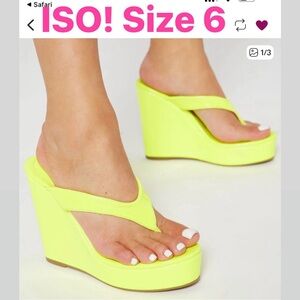 IN SEARCH OF! Size 6 FASHION NOVA Yellow Wedge Sandals